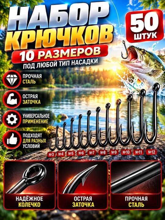 Baliqchilik qarmoqlari, karp baliqlari, yozgi baliq ovlash uchun qarmoqlar to‘plami