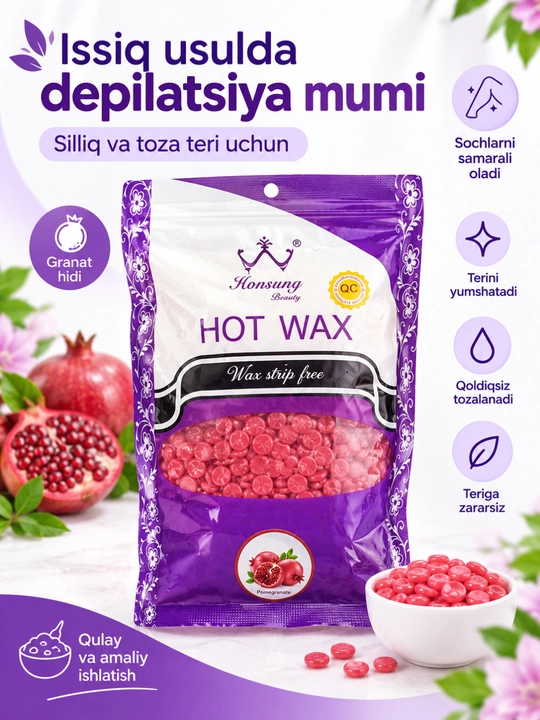 Issiq mum, depilyatsiya mumi, vosk donachalari, mum bilan depilyatsiya - 