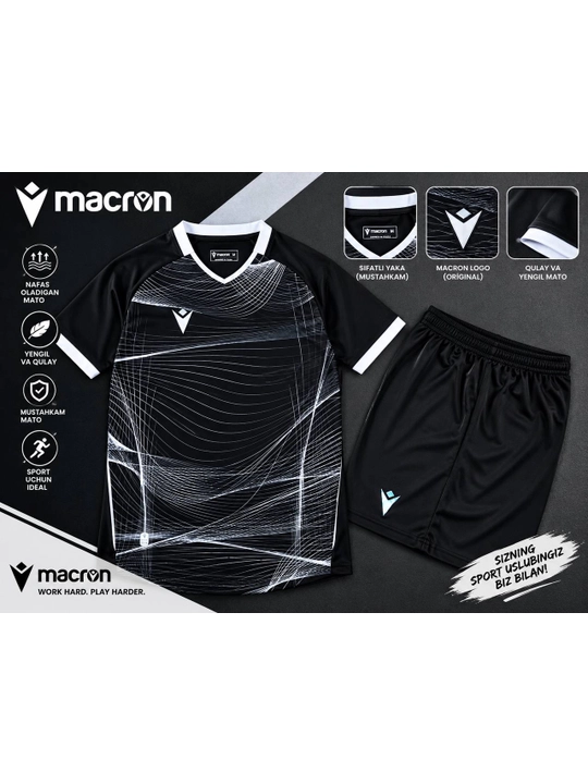 Macron erkaklar voleybol formasi, sport futbolkasi va shortik, jamoaviy o‘yin uchun - 
