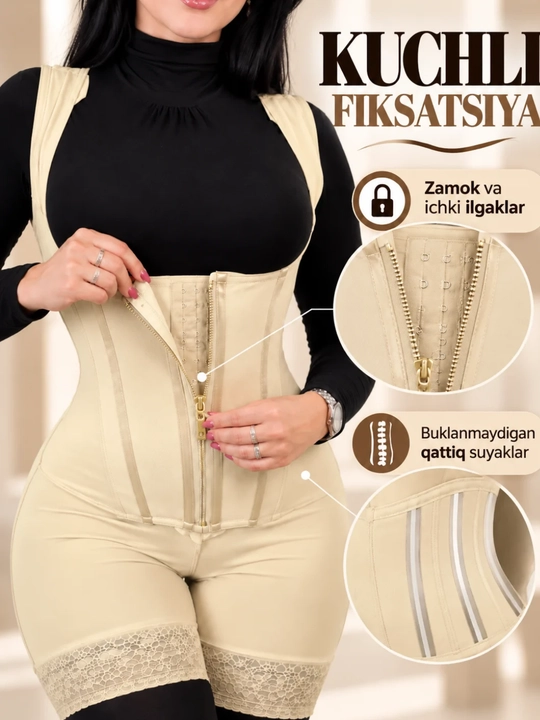 Ayollar uchun ozdiruvchi korset kombinezon, qorin va belni tortuvchi suyakli bodi, push up