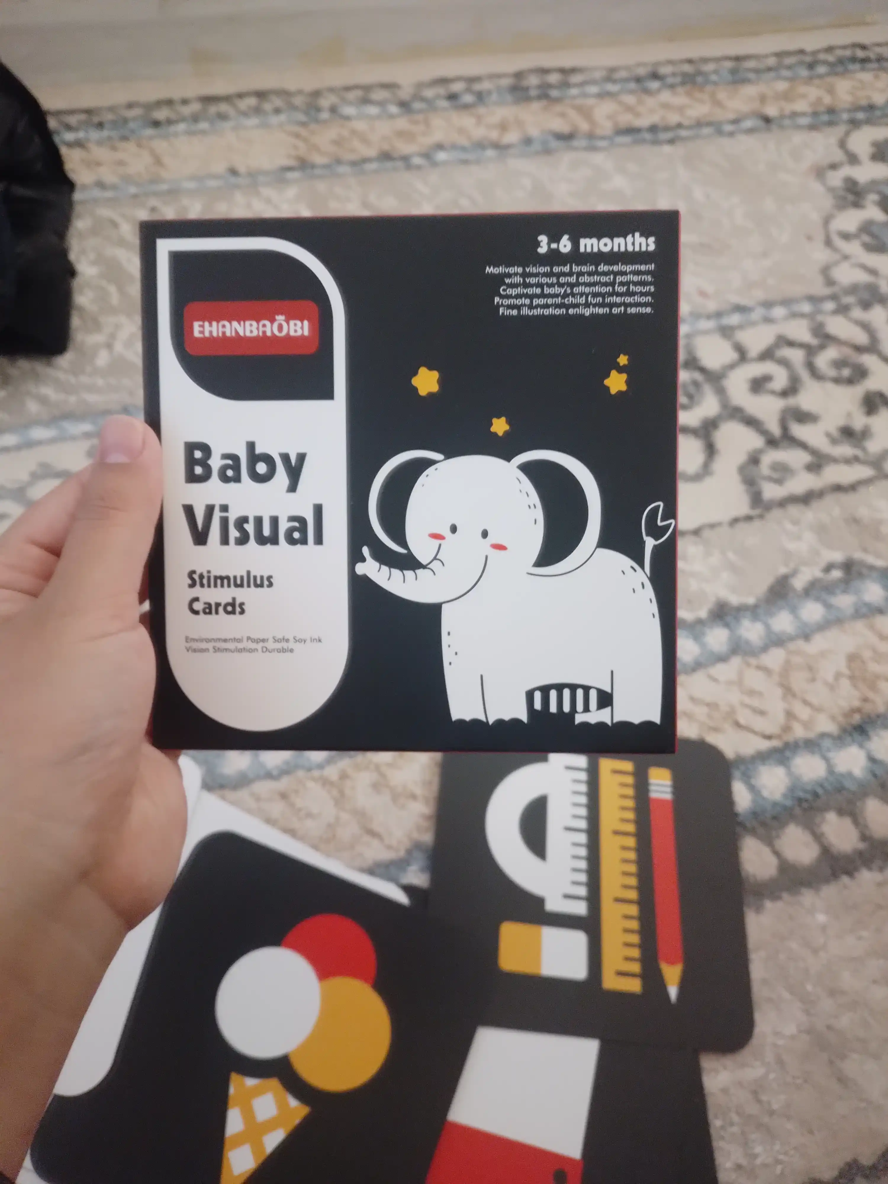 Bolalar uchun, rivojlantiruvchi, stimulyatsiya kartochkalari (0-36 oy)