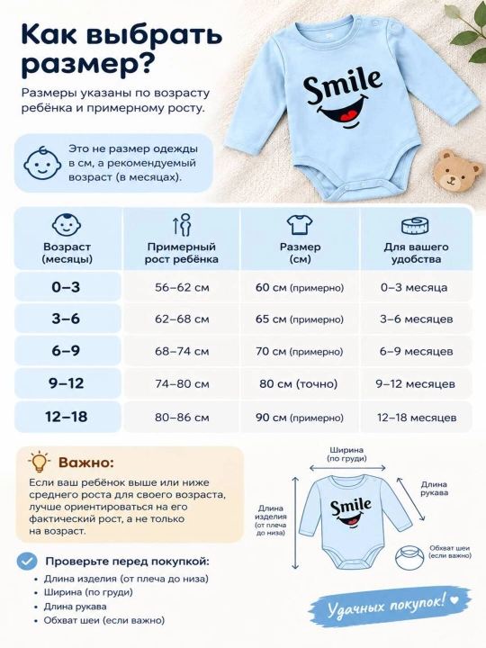 Мягкий боди, детский, закрытая одежда