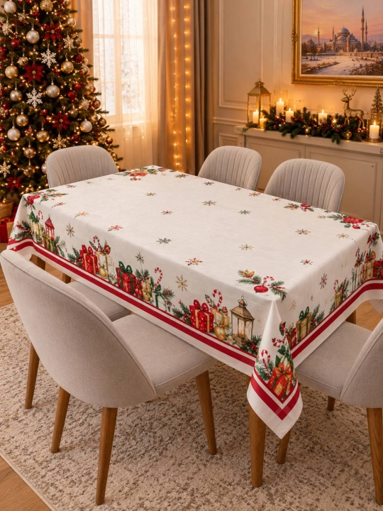 Yangi yil dasturxoni, 150*220sm ,Turkiya mahsuloti,lyon matosi,sovgabop,bayram skaterti