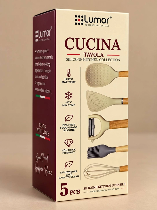 Lumor Tavola — 5 qismli silikon oshxona anjomlari to‘plami - 