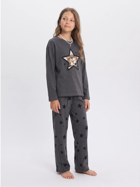 Qiz bola uchun pijama, qalin nachosli pijama, paxta NEO
