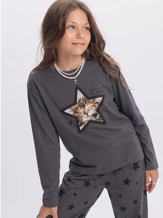 Qiz bola uchun pijama, qalin nachosli pijama, paxta NEO