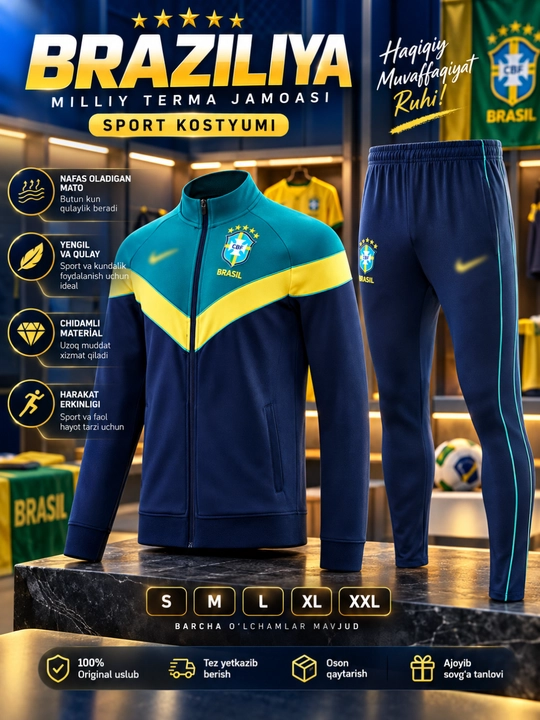 Real Madrid, Barselona, Ispaniya, Braziliya, PSG sport kostyumlari, olimpiyka, alimpiyka