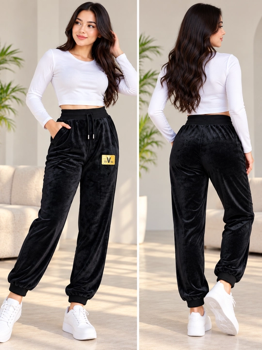Ayollar uchun velur sport shim, katta razmerli,  rezinkali, cho‘ntakli, 4XL–6XL