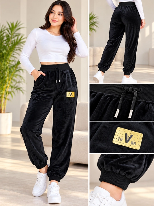 Ayollar uchun velur sport shim, katta razmerli,  rezinkali, cho‘ntakli, 4XL–6XL