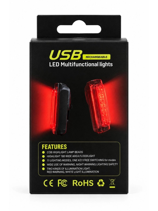 Велосипедный задний фонарь USB (3 режима, 240°)