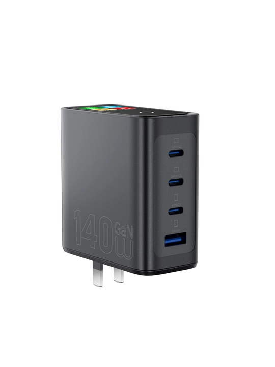 Зарядное устройство GaN 140 вт WiWU Wi-G028, дисплей, 3 USB-C и USB-A