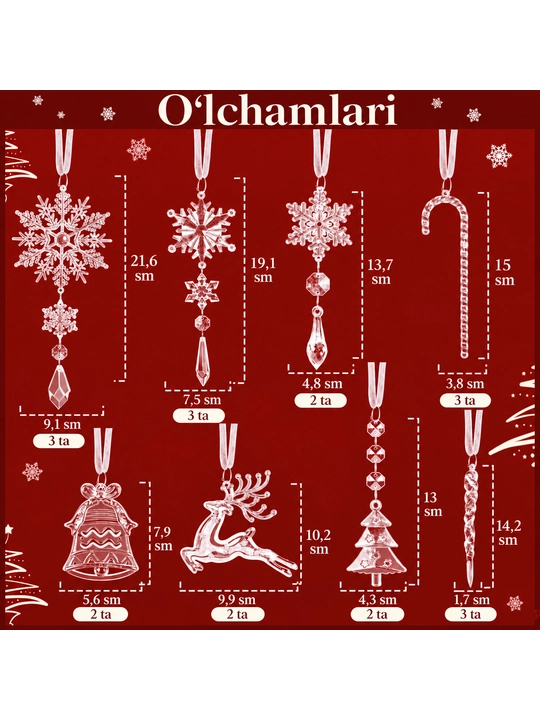 Елочные новогодние украшения, акриловые елочные игрушки, игрушки для елки