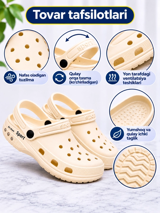 Kroks, crocs, erkaklar uchun kroks