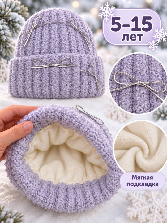 Мягкая осенняя шапка для девочек и мальчиков