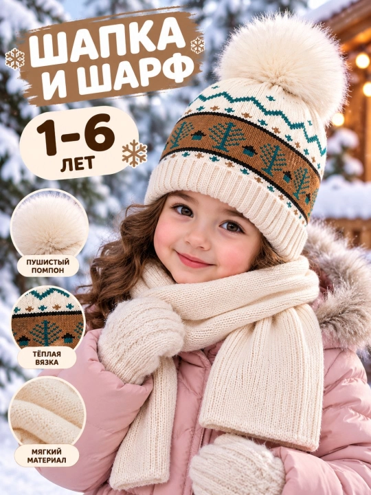 Мягкая осенняя шапка для девочек и мальчиков