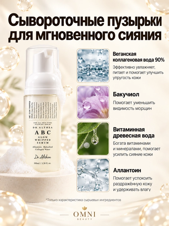 Yuz uchun zardob Dr.Althea 345, vitamin C, retinol, niacinamide, aqua, oqartiruvchi