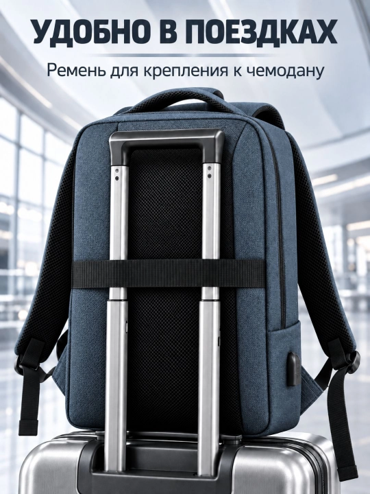 Деловой рюкзак 25 л с USB, дышащей спинкой и отделением для ноутбука