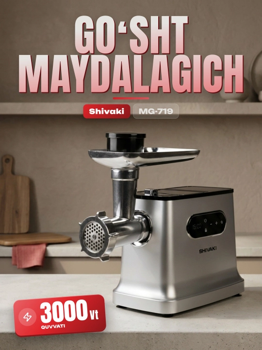 Go'sht maydalagich Shivaki MG-719, 2,5 kg/min, 3000 Vt