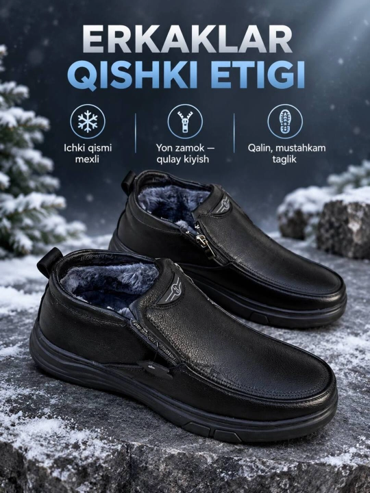 Kuz Qish oyoq kiyimlari erkaklar uchun sapok erkaklar qishki batenkalar mexli poyabzal - 