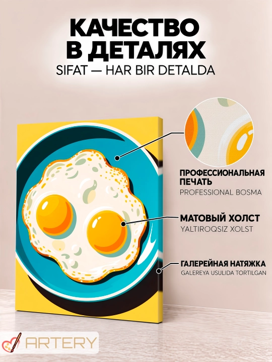 Interyer kartinasi ARTERY «Gastronomiya va pazandachilik», devor uchun holst poster