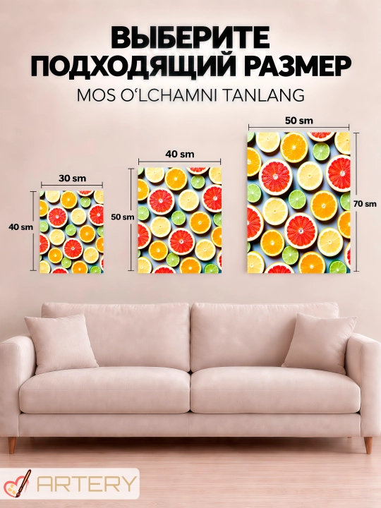 Interyer kartinasi ARTERY «Gastronomiya va pazandachilik», devor uchun holst poster