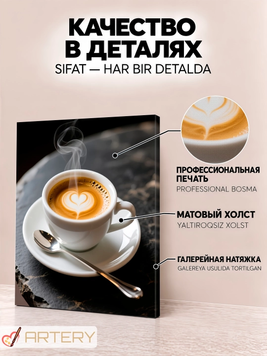 Interyer kartinasi ARTERY «Gastronomiya va pazandachilik», devor uchun holst poster