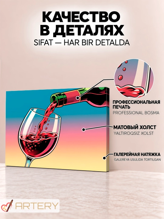 Interyer kartinasi ARTERY «Gastronomiya va pazandachilik», devor uchun holst poster