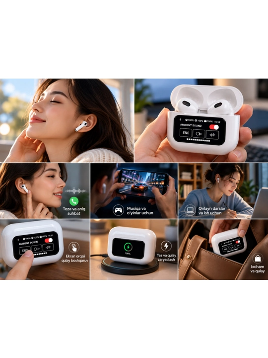 Беспроводные наушники A9 Pro, сенсорный, чехол с экраном, Bluetooth 5.4