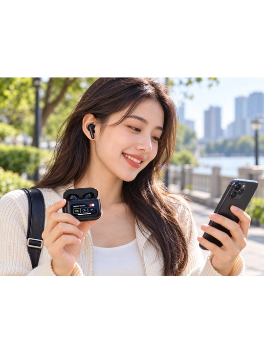 Беспроводные наушники A9 Pro, сенсорный, чехол с экраном, Bluetooth 5.4