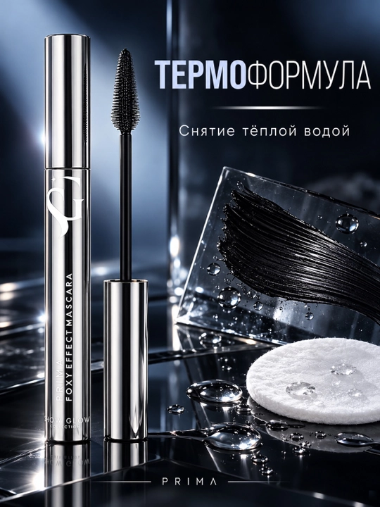 Тушь для ресниц объемная и удлиняющая черная Prima - 