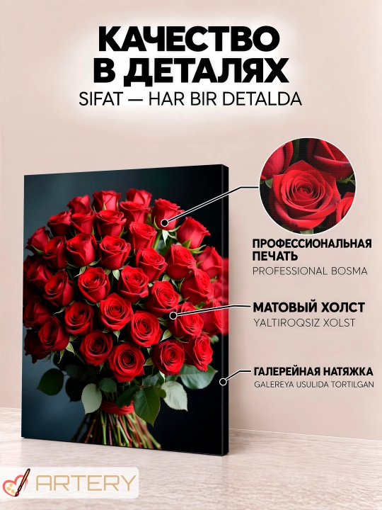 Интерьерная картина на стену ARTERY, постер и панно «Цветы и букеты»