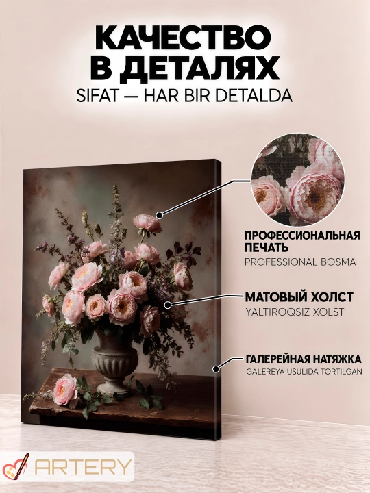 Интерьерная картина на стену ARTERY, постер и панно «Цветы и букеты»
