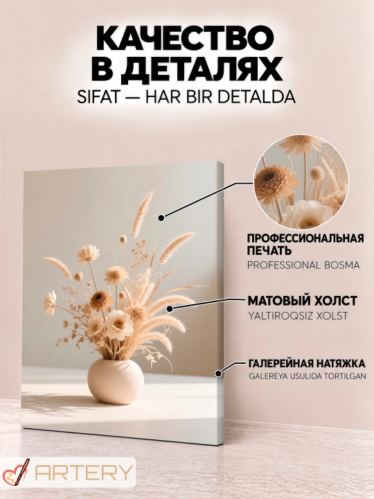 ARTERY interyer kartinasi, devor uchun poster va panno «Gullar va guldastalar»