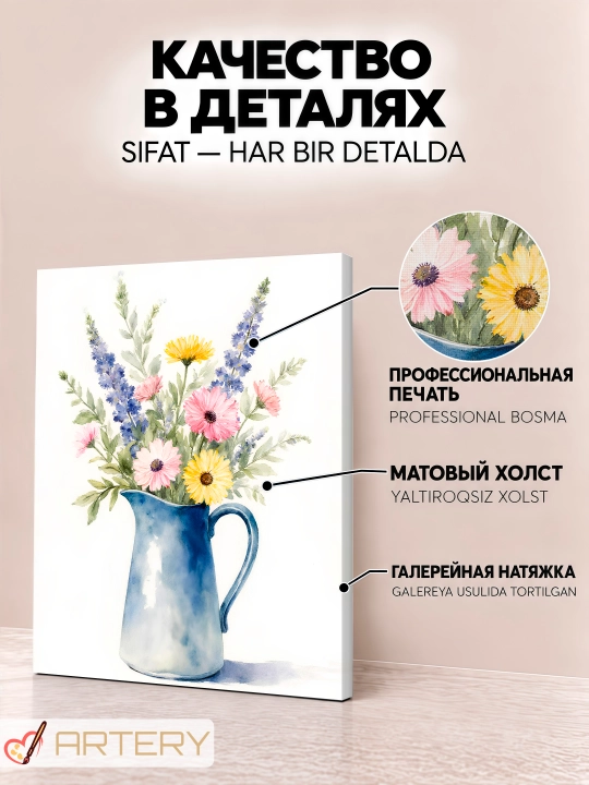 Интерьерная картина на стену ARTERY, постер и панно «Цветы и букеты»