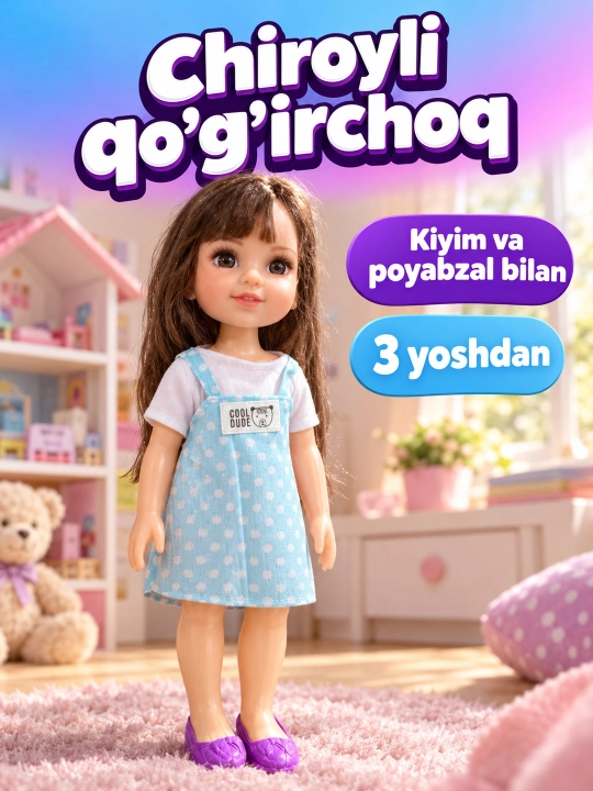 Детская кукла для девочек с одеждой и обувью, красивая куколка, 3+ - 