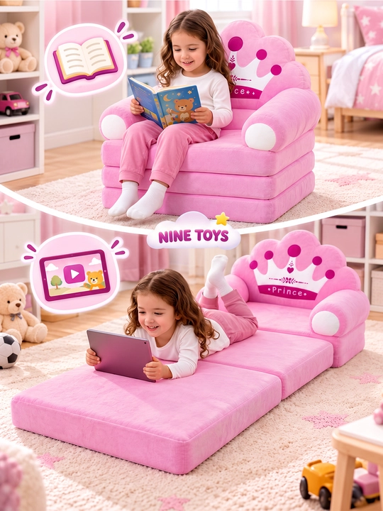 Bolalar uchun yumshoq kreslo-divan 3 ta 1 da, yotoqcha va matras, bolalar uchun kreslo
