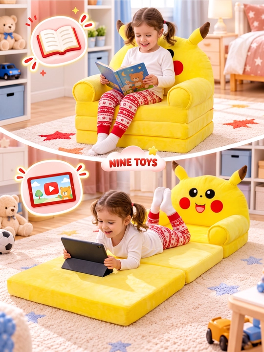 Bolalar uchun yumshoq kreslo-divan 3 ta 1 da, yotoqcha va matras, bolalar uchun kreslo