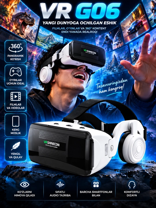 VR SHINECON VR ko‘zoynagi, giroskop bilan
