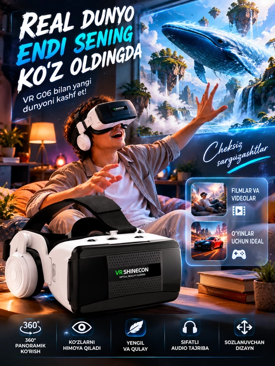 VR SHINECON VR ko‘zoynagi, giroskop bilan