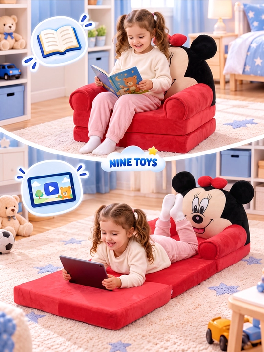 Bolalar uchun yumshoq kreslo-divan 3 ta 1 da, yotoqcha va matras, bolalar uchun kreslo