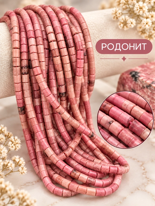 Бусины из натурального камня, форма — цилиндр