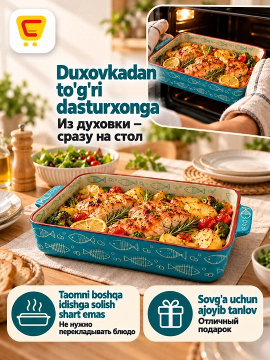 Keramik qolip pech, duxovkada pishirish uchun