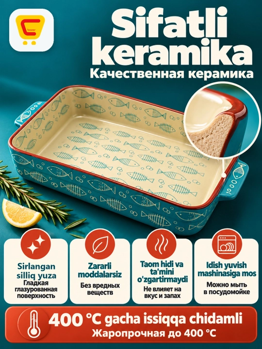 Keramik qolip pech, duxovkada pishirish uchun
