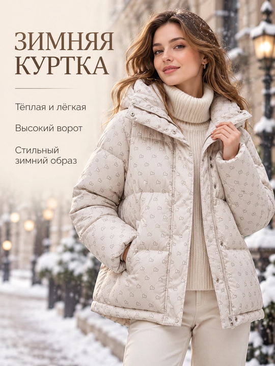 Женская зимняя куртка с клетчатой подкладкой, утеплённая, свободного кроя