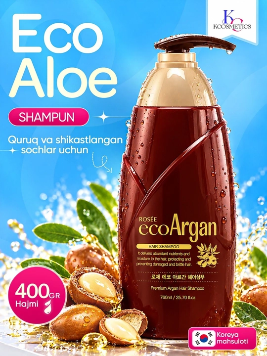 Корейский шампунь Rosse Eco Aloe, увлажняющий, 760 мл