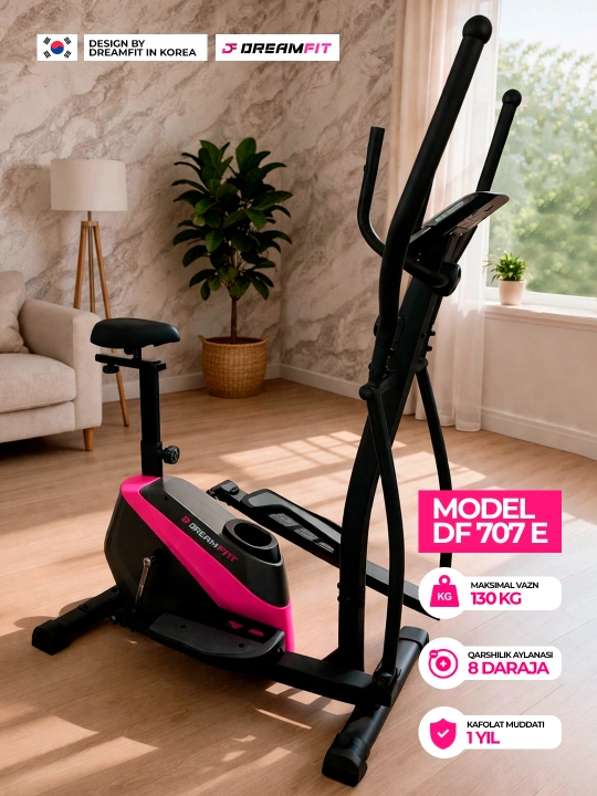 Dreamfit elliptik trenajyori, 8 darajali yuklama, 130 kg gacha vazn uchun - 