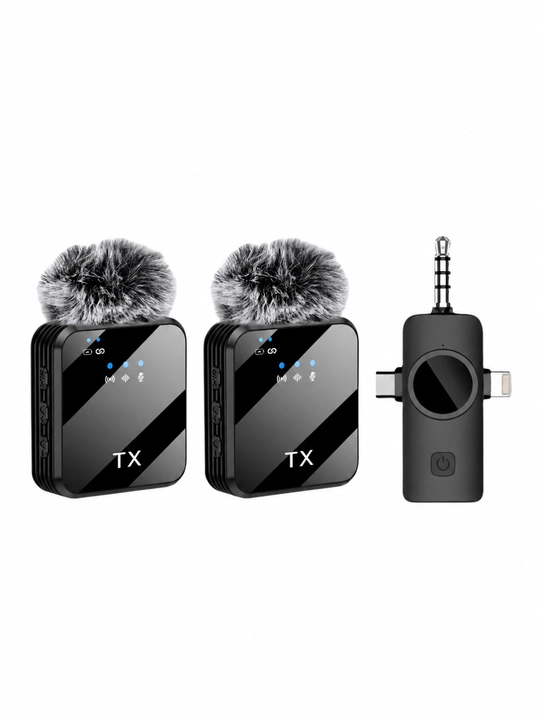 Telefon uchun simsiz mikrafon petlichka 2 ta, iPhone va Android uchun, Type-C Lightning