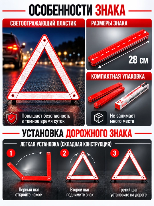 Аварийный набор 6 предметов для автомобиля,огнетушитель,жилет,аварийный знак