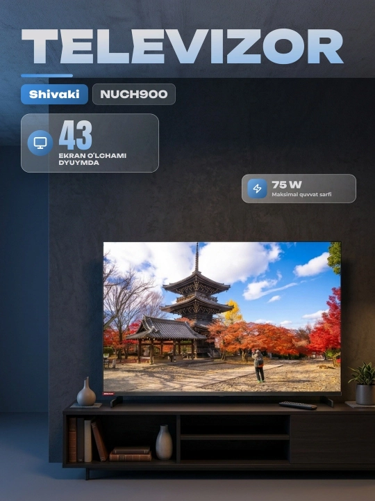 Shivaki televizor NUCH900, 65 UHD Android Tv, uy uchun