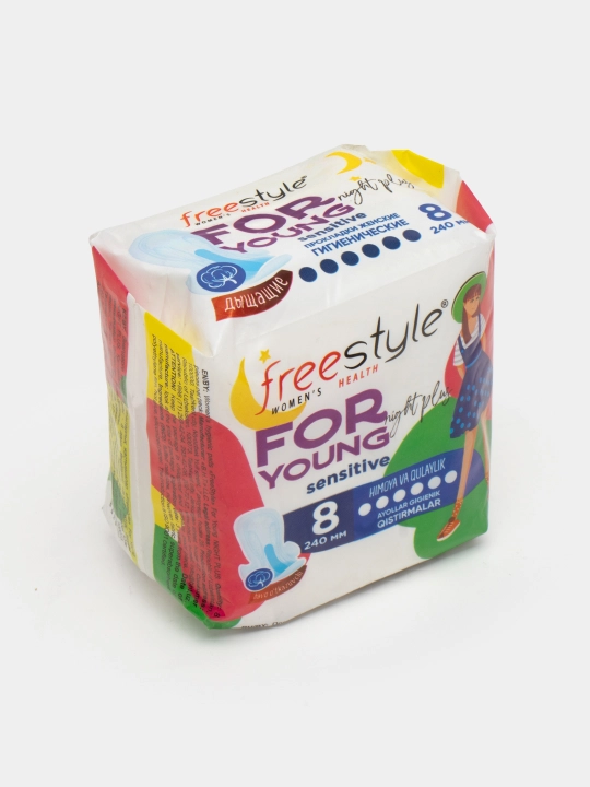 Прокладки гигиенические Free Style For Young Sensitive Night Plus, 8 шт